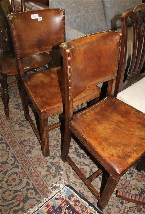 Pair of leather dining chairs